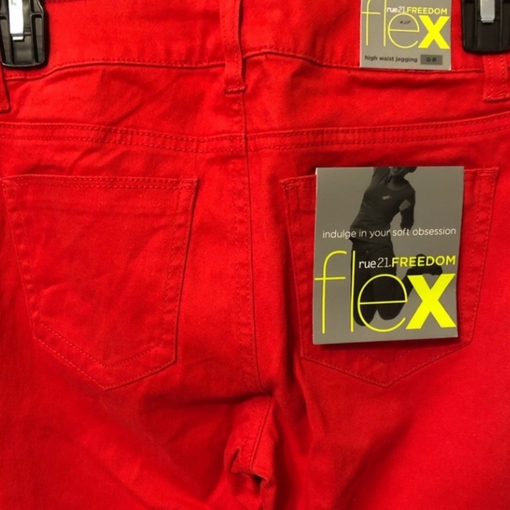 Red High Waisted Jeggings